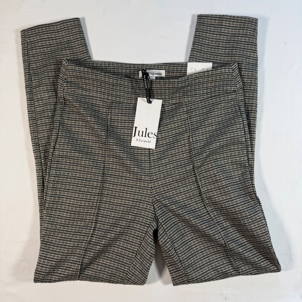 Jules & Leopold Houndstooth Leggings Brown Black Plaid Slim Pants JQ26566CHU New - Picture 1 of 12